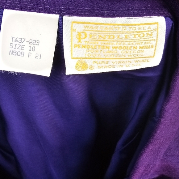 PENDLETON Vintage Pure Virgin Wool Midi Pencil Skirt Lined Purple Womens Size 10 - Picture 14 of 15